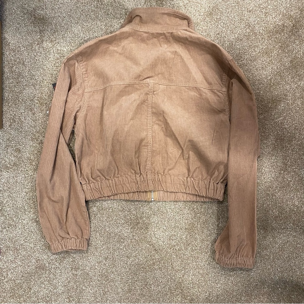 Stranger Things Cropped Corduroy Tan Bomber Jacket - Picture 5 of 5